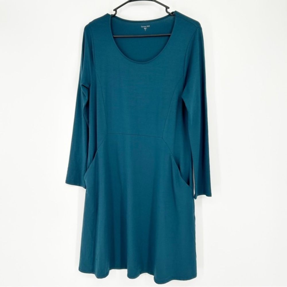 Garnet Hill Long Sleeve Teal Tencel Trapeze Dress Women's‎ Size Small